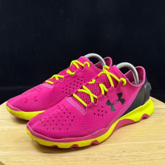 Under Armour Women's Speedform Apollo Pink/Green Running Sneakers Size 10 - Picture 2 of 10